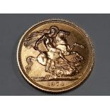 22CT GOLD 1974 FULL SOVEREIGN COIN