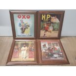 4 FRAMED PRINTS INC H P SAUCE BOVRIL COLMANS MUSTARD AND OXO CUBES