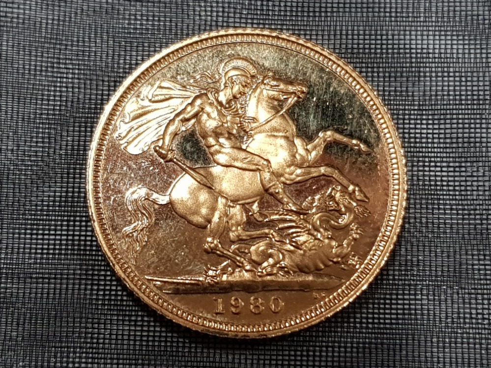22CT GOLD 1980 FULL SOVEREIGN COIN