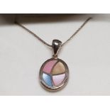 STERLING SILVER AND MOTHER OF PEARL PENDANT AND CHAIN