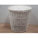 LARGE WICKER LIDDED LAUNDRY BASKET, HEIGHT 60CM