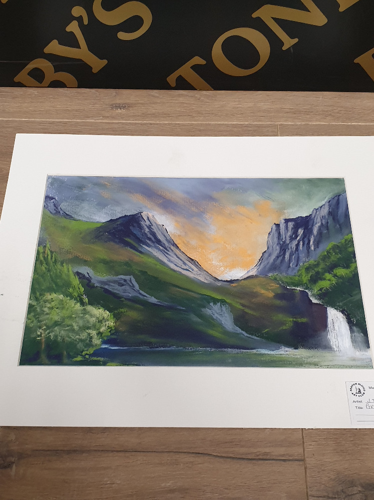 A PASTEL DRAWING TITLED PYRENEAN WATERFALL SIGNED BY J D PARRACK TOGETHER WITH ANOTHER PASTEL - Image 4 of 5