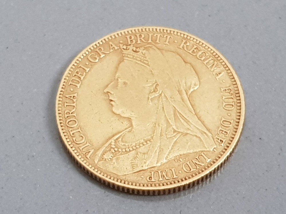 22CT GOLD 1899 FULL SOVEREIGN COIN MINTED IN SYDNEY AUSTRALIA - Image 3 of 3