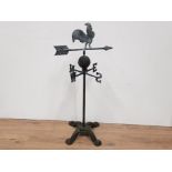 TRADITIONAL ROOSTER IRON WEATHER VANE ON STAND 35INCHES TALL