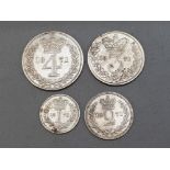 1871 QUEEN VICTORIA YOUNG HEAD MAUNDY COIN SET, AEF TO GEF, CLEANED