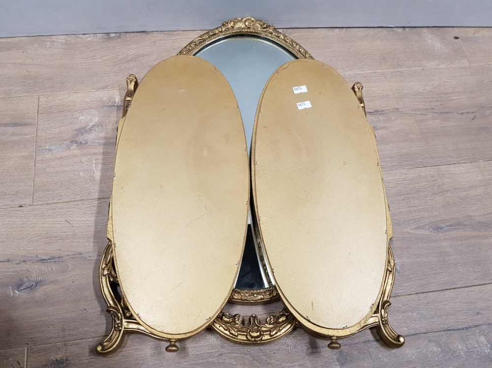 GILT THREE WAY DRESSING TABLE.MIRROR - Image 2 of 2