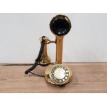 A BRASS ASTRAL RETRO PILLAR CANDLESTICK TELEPHONE