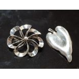 STERLING SILVER SIERSBOL KASTRUP 1948 BROOCH TOGETHER WITH STERLING DANISH NIELS ERIK BROOCH