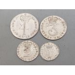 1735 GEORGE II MAUNDY 4 COIN SET, EF TO BU THE THREEPENCE AND PENNY THE BEST COINS, A LOVELY