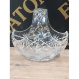 A NICE CUT CRYSTAL CENTRE BASKET WITH PINWHEEL PATTERN 28CM BY 26CM