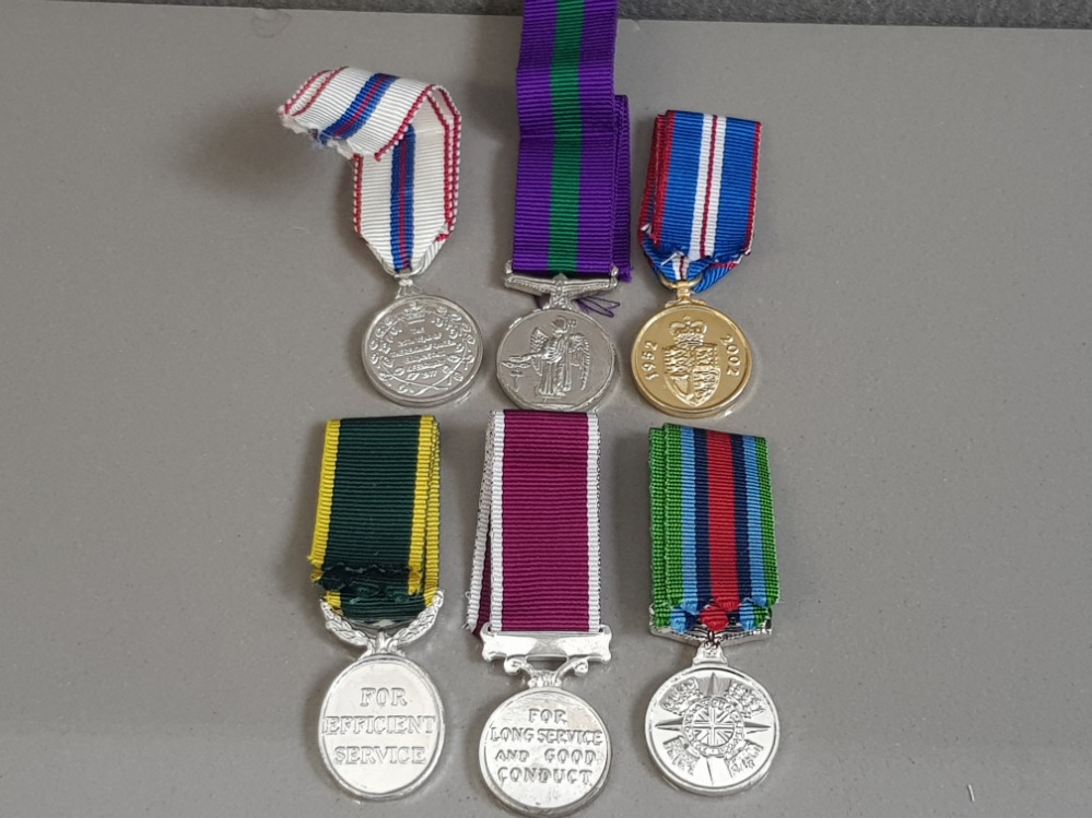 6 MODERN MINATURES GSM MEDALS INCLUDES TERRITORIAL, 1977 JUBILEE, 2002 JUBILEE, REGULAR ARMY LSGC, - Image 2 of 2