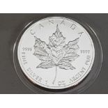 CANADA ONE OUNCE SILVER PURE 2009 MAPLE LEAF 5 DOLLARS COIN