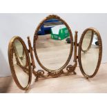 GILT THREE WAY DRESSING TABLE.MIRROR