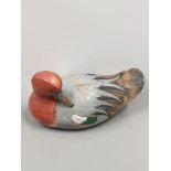 HANDPAINTED HAND CARVED RED HEADED PREENING DECOY DUCK