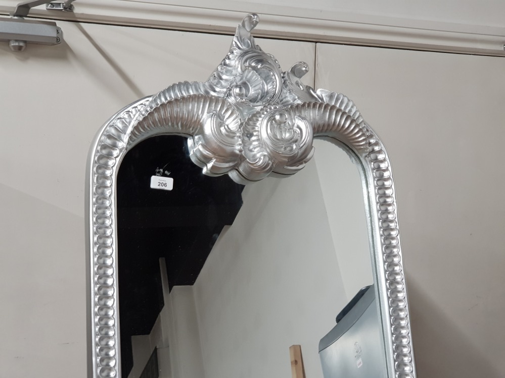 LARGE CHEVAL MIRROR WITH SILVER SCROLL FRAME 48CM X 174CM - Image 2 of 3