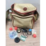 BOB CHURCH FISHING TACKLE BAG WITH QUANTITY OF TACKLE