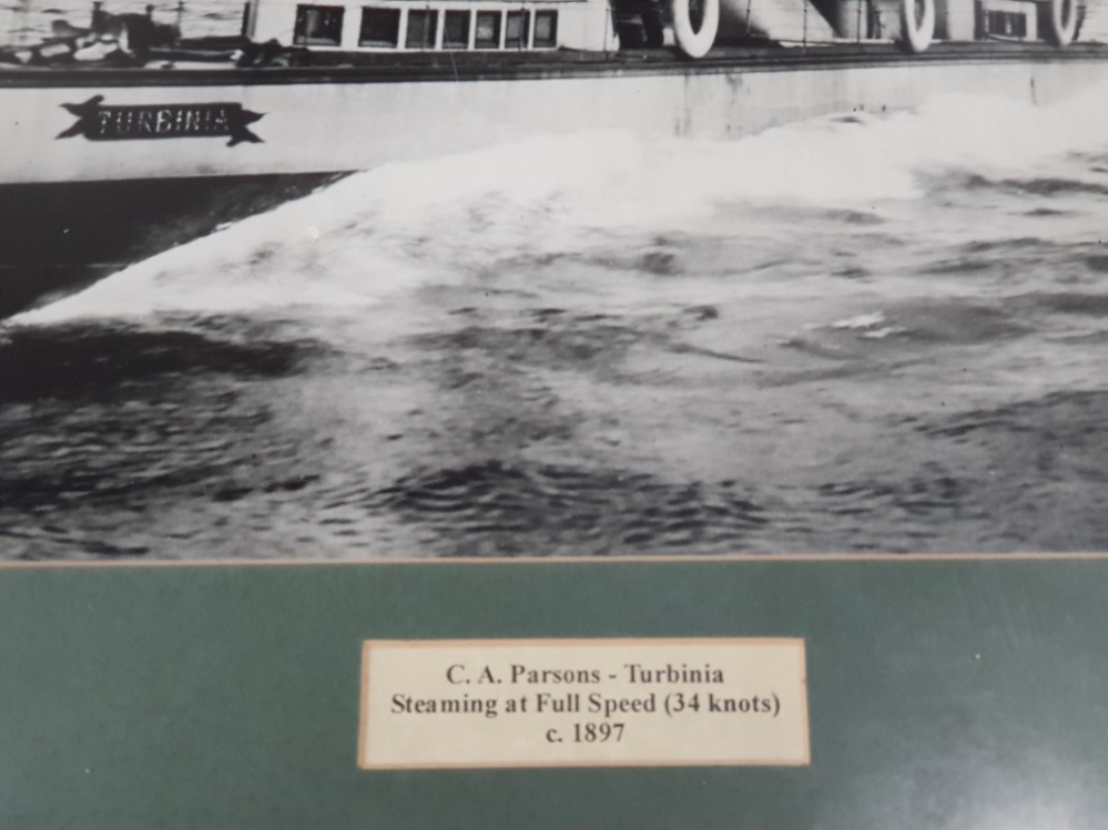 CA PARSONS NORTH EAST SHIPPING INTEREST. PHOTOGRAPHIC PRINT DEPICTING TURBINIA STEAMING AT FULL - Image 2 of 3