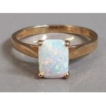 9CT YELLOW GOLD OPAL SOLITAIRE RING 2.3G SIZE P