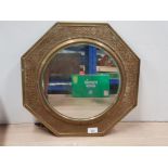 OCTAGONAL SHAPED BRASS FRAMED MIRROR DIAMETER 17INCHES