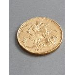 22CT GOLD FULL SOVEREIGN 1896 STRUCK IN MELBOURNE