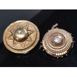 2 UNMASKED LOCKET BACK TARGET BROOCHES COMPLETE