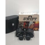 SWIFT SUPER TECNAR 8X30 BINOCULARS 393 FEET AT 1000 YARDS COATED LENSES IN ORIGINAL BOX AND CARRY