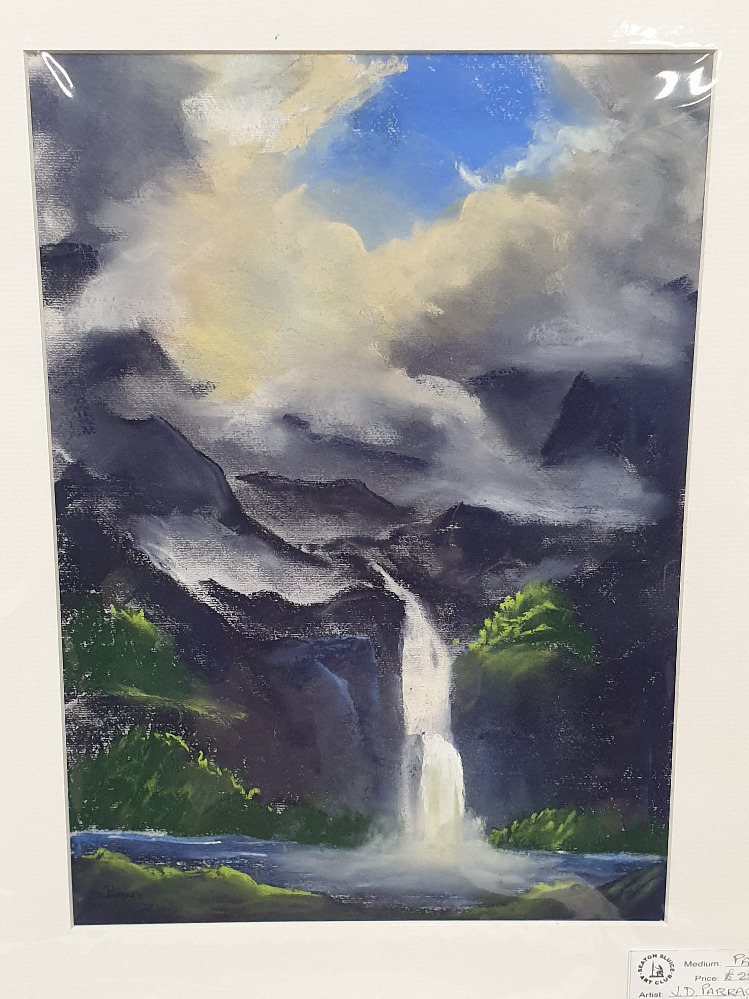 A PASTEL DRAWING TITLED PYRENEAN WATERFALL SIGNED BY J D PARRACK TOGETHER WITH ANOTHER PASTEL - Image 5 of 5