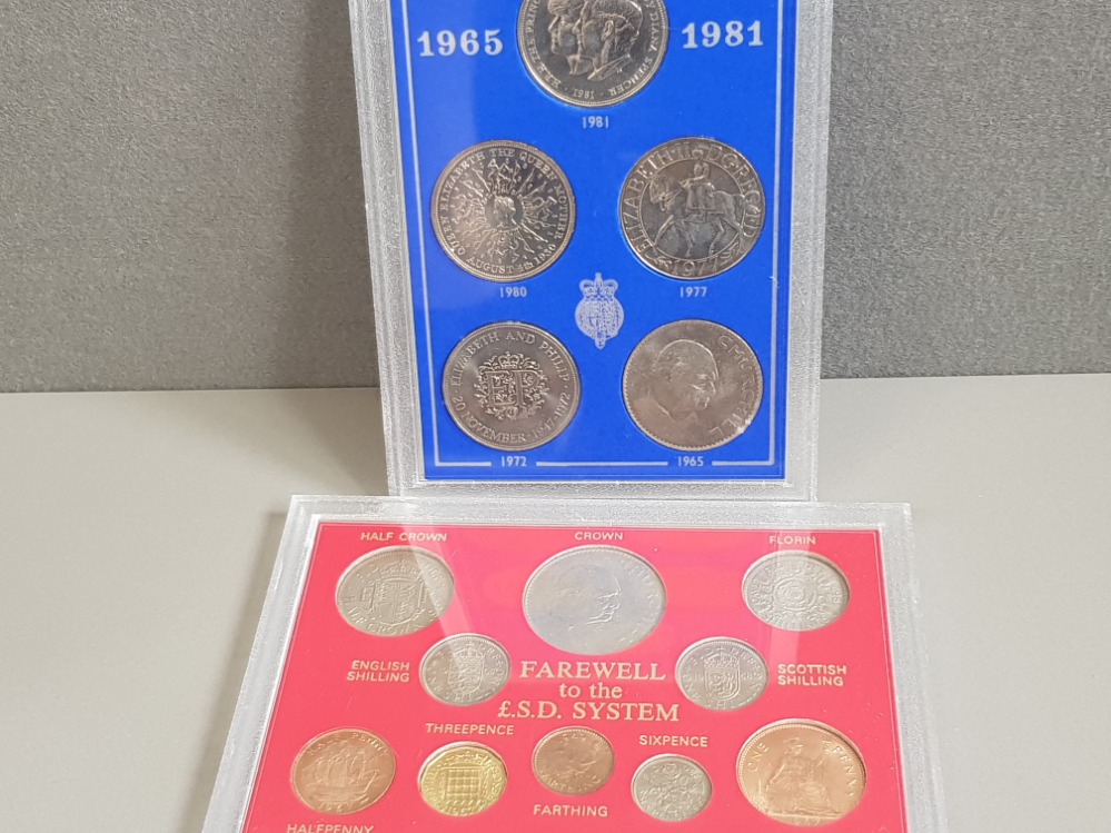 TWO COIN SETS IN HARD PLASTIC DISPLAY CASES INCLUDING FAREWELL TO THE POUND.S.D SYSTEM 10 COIN SET - Image 3 of 3