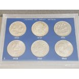 SET OF 6 DIFFERENT CROWN COINS IN EF CONDITION DATED 1935, 1937, 1951, 1953, 1960 AND 1965