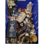 BOX LOT OF MISC INC PARIAN BUST OF SHAKESPEARE AMERICAN STONEWARE WHISKY BOTTLE DREAM ANGEL