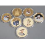 7 GOLD PLATED WORLD CROWN SIZE COINS IN WESTMINSTER PRESENTATION CASE