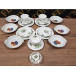 12 PIECES OF REGENCY FLORAL PATTERNED CHINA TOGETHER WITH 6 BAVARIA FRUIT PATTERNED BOWLS AND A