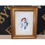 A FRAMED WATERCOLOUR OF A JEWISH ELDERLY MAN SMOKING A PIPE SIGNED BOTTOM LEFT INDISTINCT