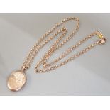 9CT ROSE GOLD LOCKET PENDANT WITH BELCHER CHAIN 8.3G