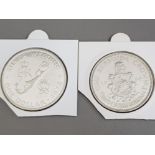 2 SILVER BERMUDA COINS, 1964 CROWN AND 1972 ONE DOLLAR COIN, BOTH COINS IN NICE CONDITION