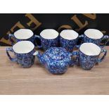 A SET OF 6 RINGTONS CUPS WITH MATCHING TEAPOT