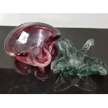 2 HANDBLOWN PIECES OF WHITEFRIARS STUDIO GLASS WITH GROUND AND POLISHED BOTTOMS