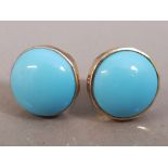 9CT YELLOW GOLD TURQUOISE STUDS 2.1G