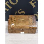 VINTAGE HEAVILY INLAID WALNUT JEWELLERY CHEST AF