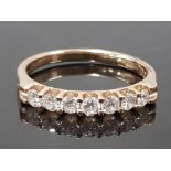 14CT YELLOW GOLD HALF ETERNITY DIAMOND RING, CLARITY SI, COLOUR G-H