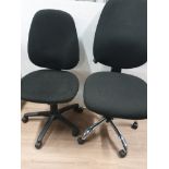 2 BLACK OFFICE CHAIRS ONE WITH CHROME BASE