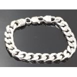 SILVER FLAT CURB BRACELET 26.8G