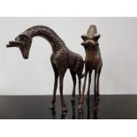 PAIR OF BRASS GIRAFFE ORNAMENTS, HEIGHT 20CM