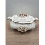 ITALIANATE 2 HANDLED SOUP TUREEN WITH ENCRUSTED FLOWERS