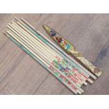 BONE HANDLED CHINESE PAPER KNIFE AND 5 PAIRS OF CHOPSTICKS