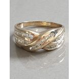 9CT GOLD DIAMOND CLUSTER TWIST RING 5.7G SIZE T