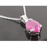 18CT WHITE GOLD RUBY PENDANT 3.1G