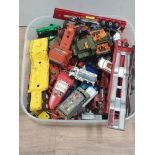 TRAY OF PLAYWORN DIE CAST MODEL VEHICLES INC DINKY CORGI MATHBOX ETC