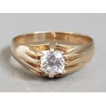 9CT YELLOW GOLD CUBIC ZIRCONIA SOLITAIRE RING 3.9G SIZE R