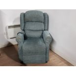 GREEN UPHOLSTERED ELECTRIC RECLINING ARMCHAIR